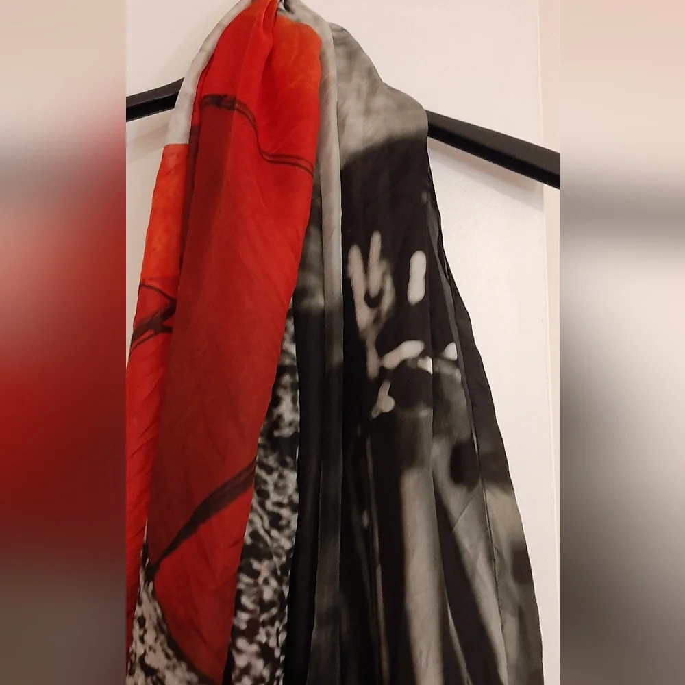 Red Umbrella Silk Wrap/Shawl